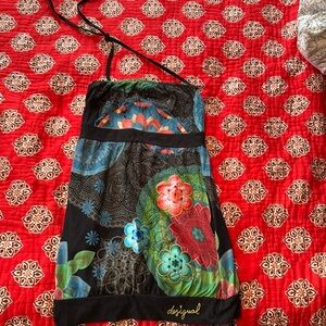 Desigual size s cotton minidress strapless